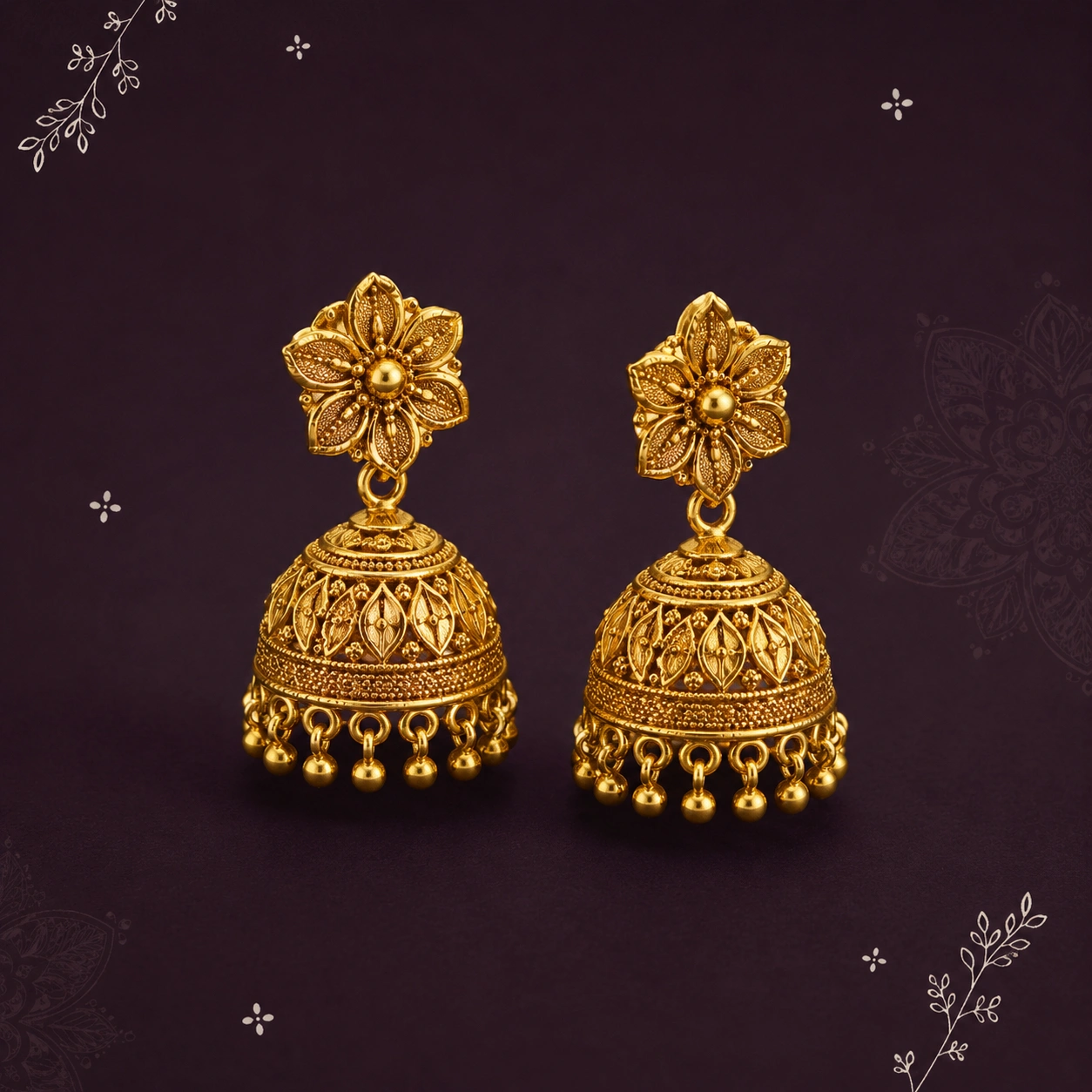 Gold jhumka earrings
