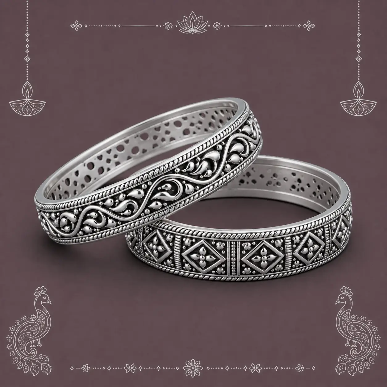 Nira silver bangles