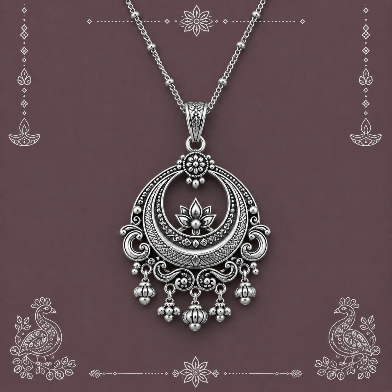 Kavya silver pendant set